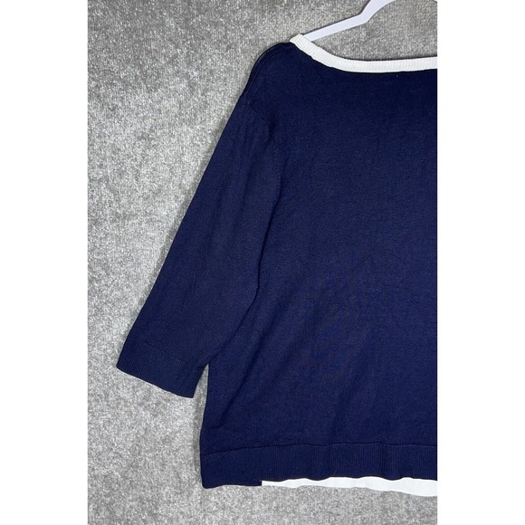 CJ Banks 3/4 Sleeve Asymmetrical Button Accent Knit Sweater Womens Size‎ 1X Blue - Picture 9 of 11